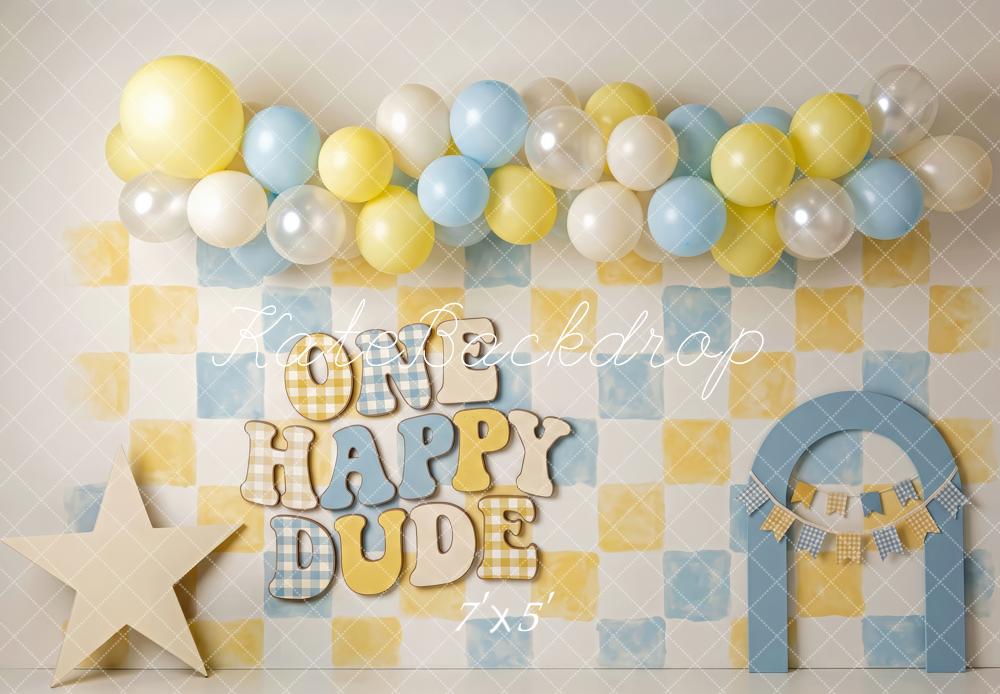 Kate Happy Dude Birthday Balloon Arch Printed Backdrop Designed by Patty Roberts