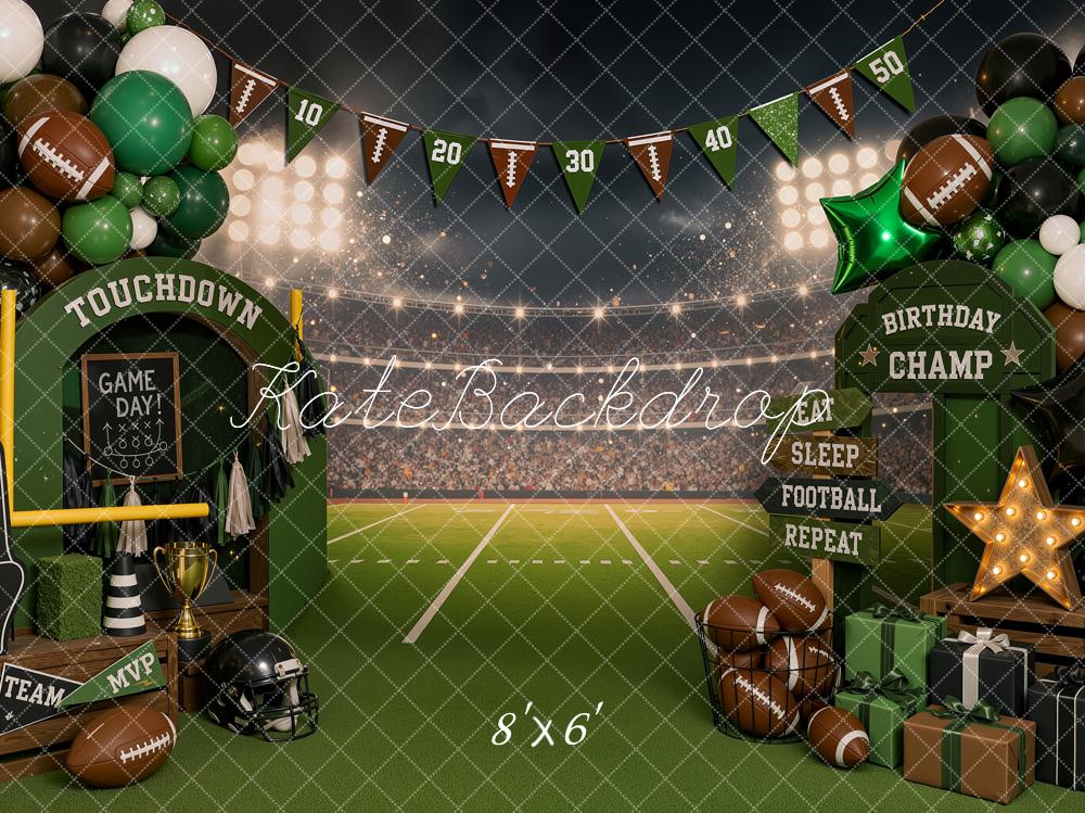 Kate Sports Football Birthday Stadium Balloons Gifts Printed Backdrop Designed by Shutter Swan Studios