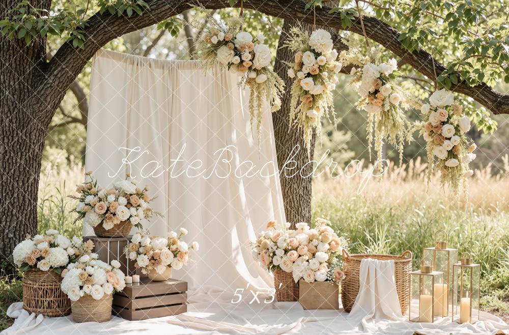 Kate Flower Arch Cream Floral Rustic Wedding Decor Backdrop Designed by Mini MakeBelieve
