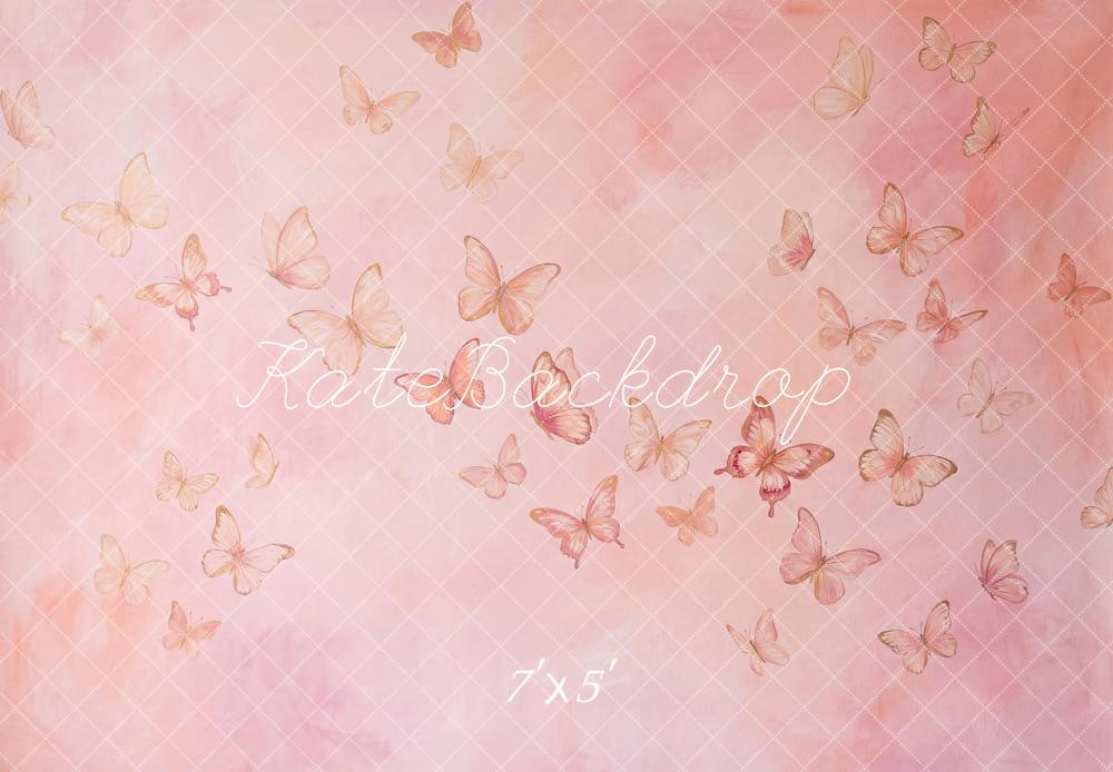 Kate Abstract Pink Watercolor Butterflies Printed Backdrop Designed by Patty Roberts