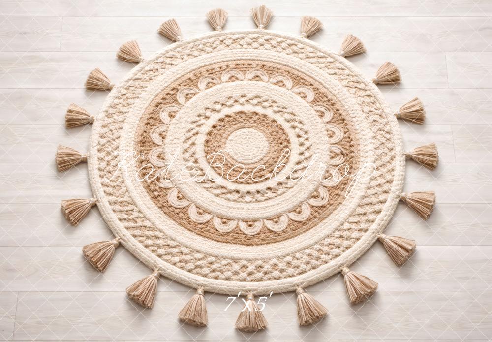 Kate Boho Round Crochet Rug Floor Printed Backdrop Designed by Vertigo Productions