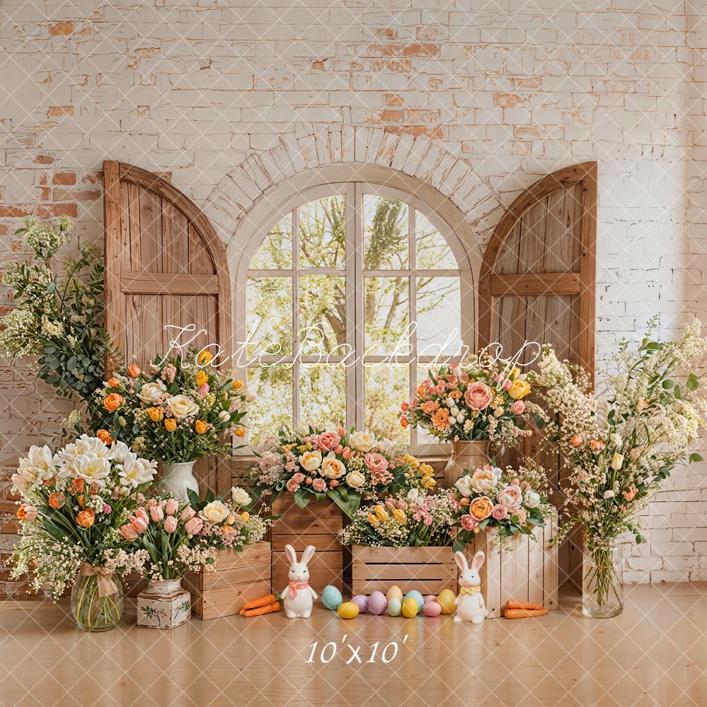 Kate Easter Bunny Flower Arch Window Backdrop Designed by Emetselch