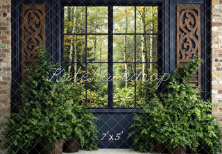 Kate Father's Day Greenery Window Forest View Printed Backdrop Designed by Mini MakeBelieve