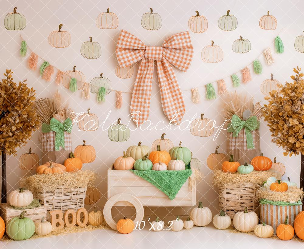 Kate Fall Pumpkin Patch Bow Garland Baskets Backdrop Designed by Patty Roberts