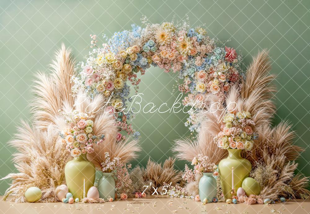 Kate Easter Bunny Flower Arch Pastel Green Backdrop Designed by Emetselch