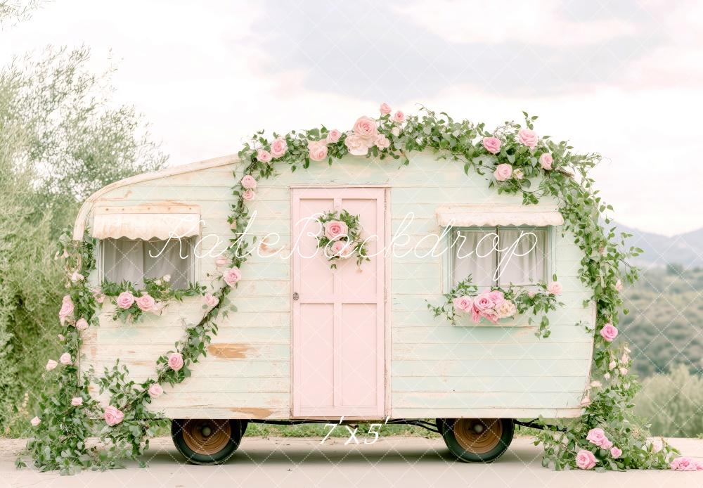 Caravan Backdrop Vintage Floral Caravan Garden Backdrop