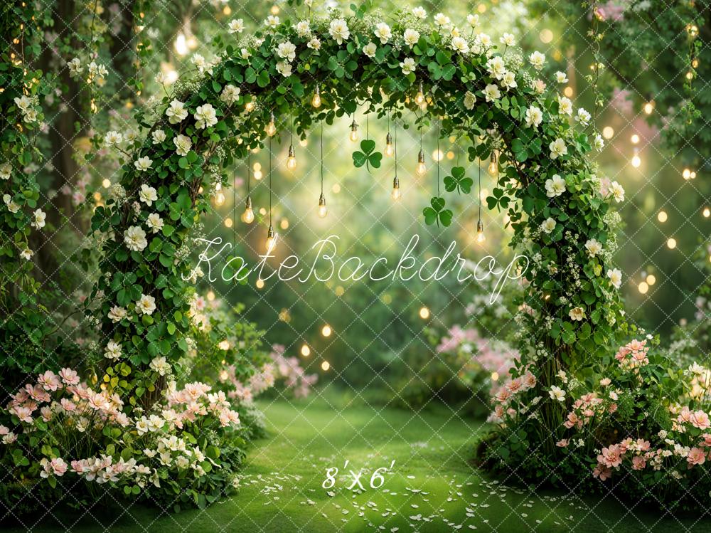 Kate St. Patrick's Day Shamrock Flower Arch Fairy Forest Backdrop Designed by Emetselch