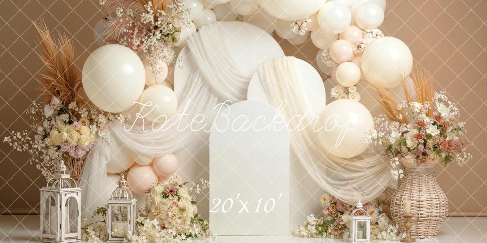 Kate Mother's Day Neutral Balloon Arch Floral Lanterns Backdrop Designed by Emetselch