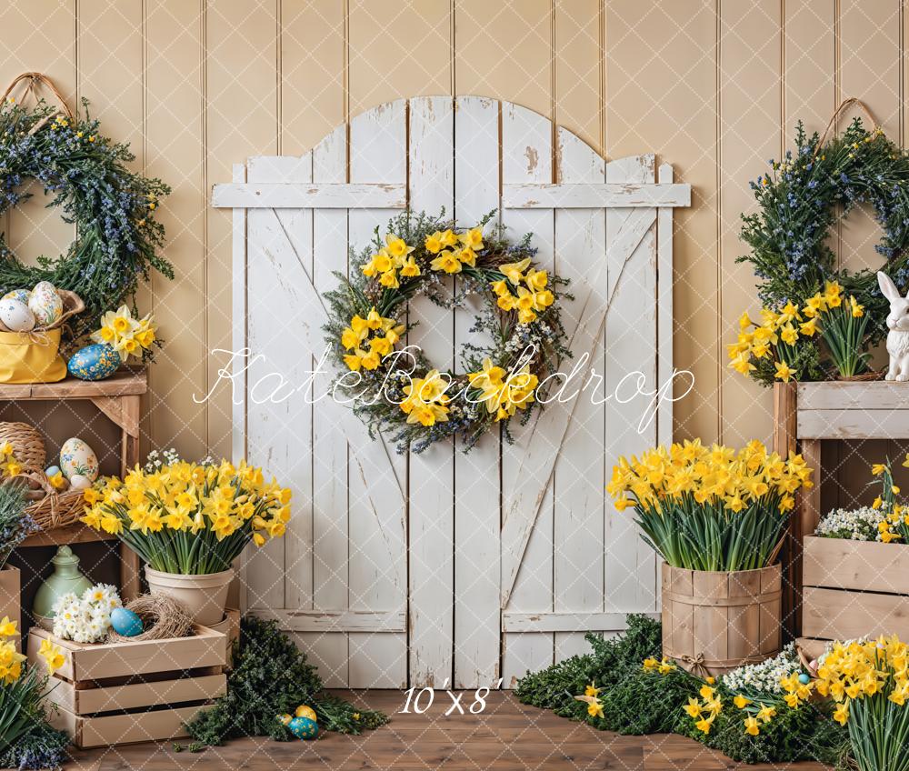 Backdrop per Porta Florale Gialla con Coniglio di Pasqua Progettato da Emetselch