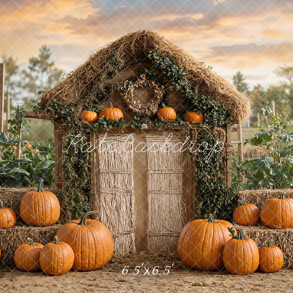 Kate Fall Pumpkin Farmhouse Door Rustic Backdrop Designed by Emetselch