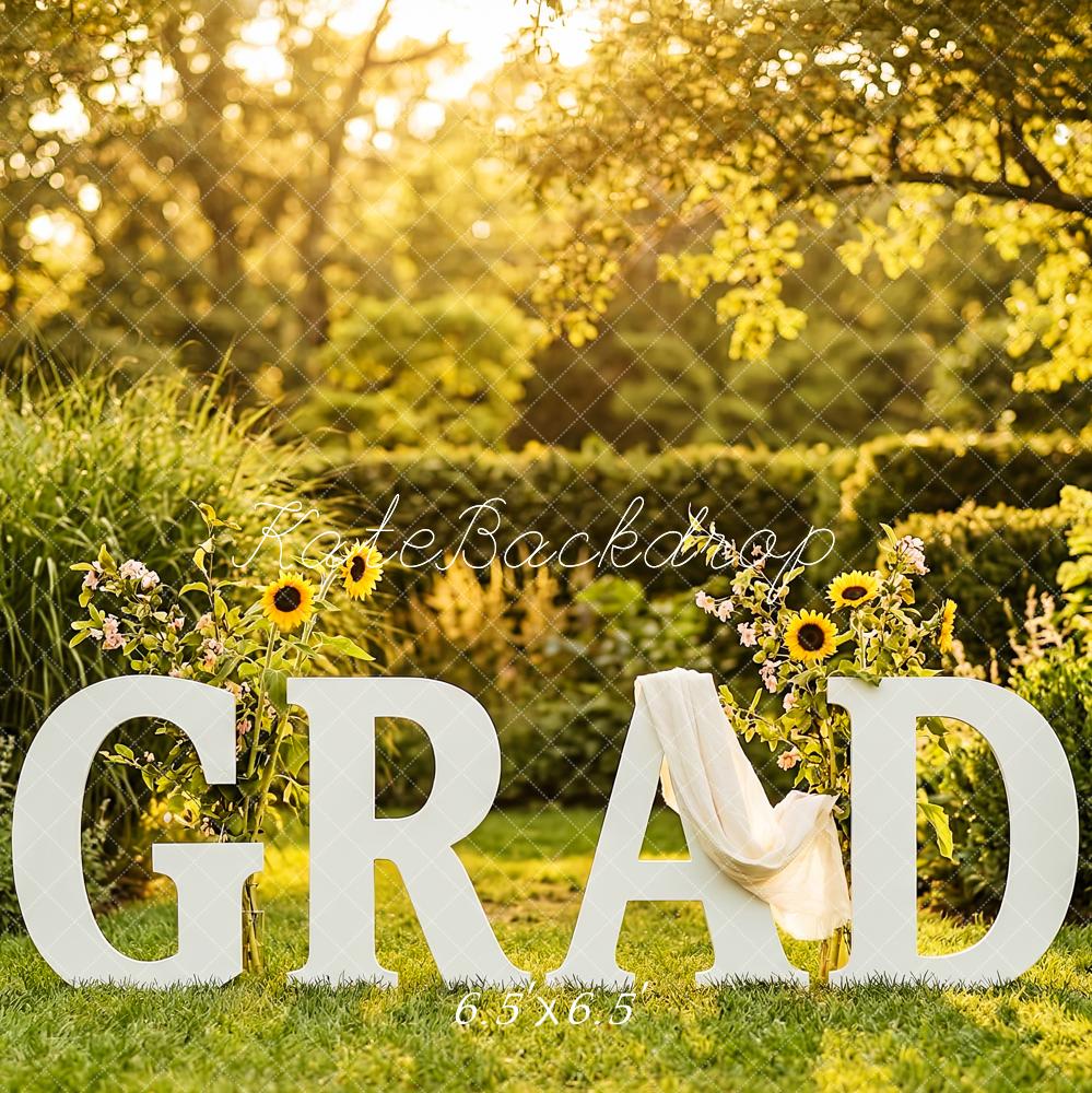 Kate Graduation Garden Sunflower Letters Printed Backdrop Designed by Patty Roberts