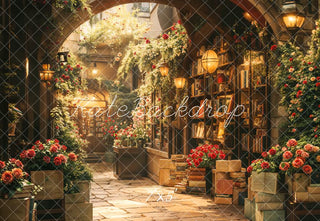 Kate Valentine Floral Bookstore Archway Printed Backdrop Designed by Emetselch