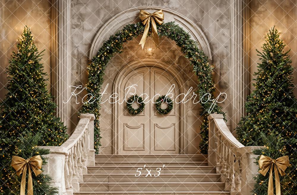 Kate Christmas Tree Retro Arch Staircase Backdrop Designed by Emetselch