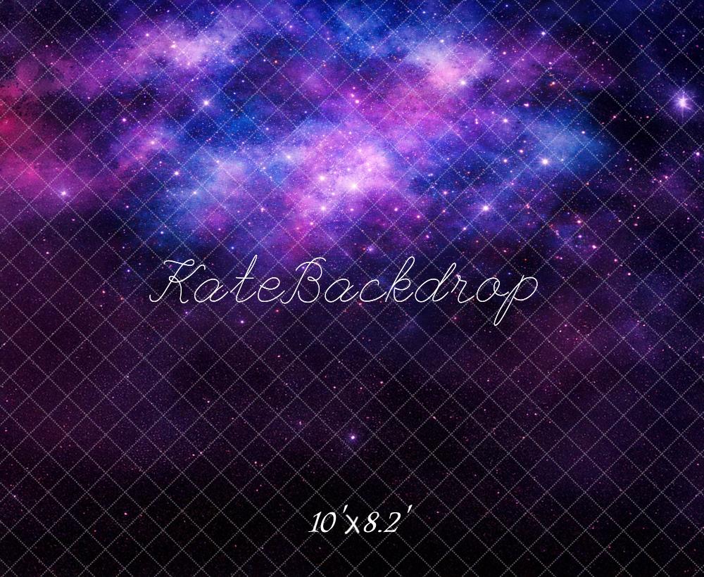 Kate Purple Galaxy Nebula Stars Printed Backdrop Designed by Mandy Ringe Photography