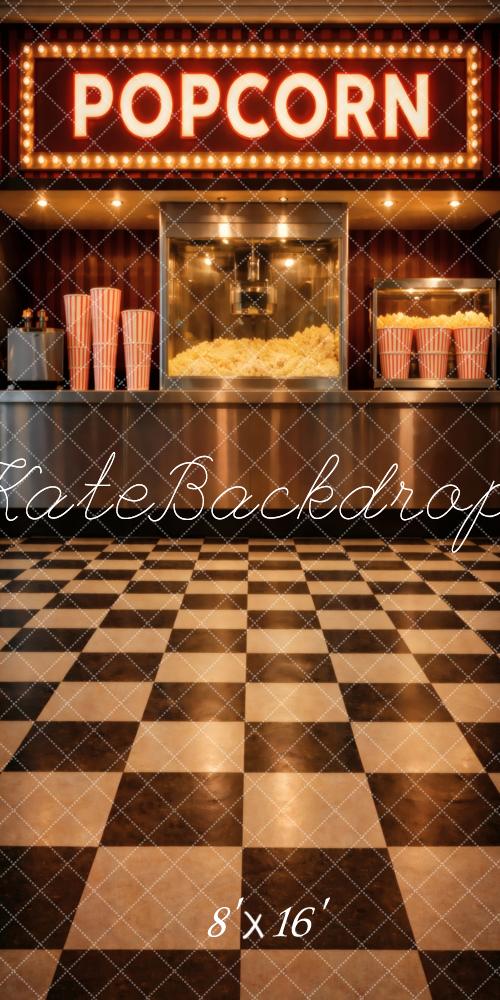 Kate Sweep Popcorn Stand Checkered Floor Printed Backdrop Designed by Vertigo Productions