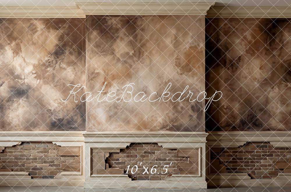 Kate Vintage Wall Brown Exposed Brick Printed Backdrop Designed by Mini MakeBelieve