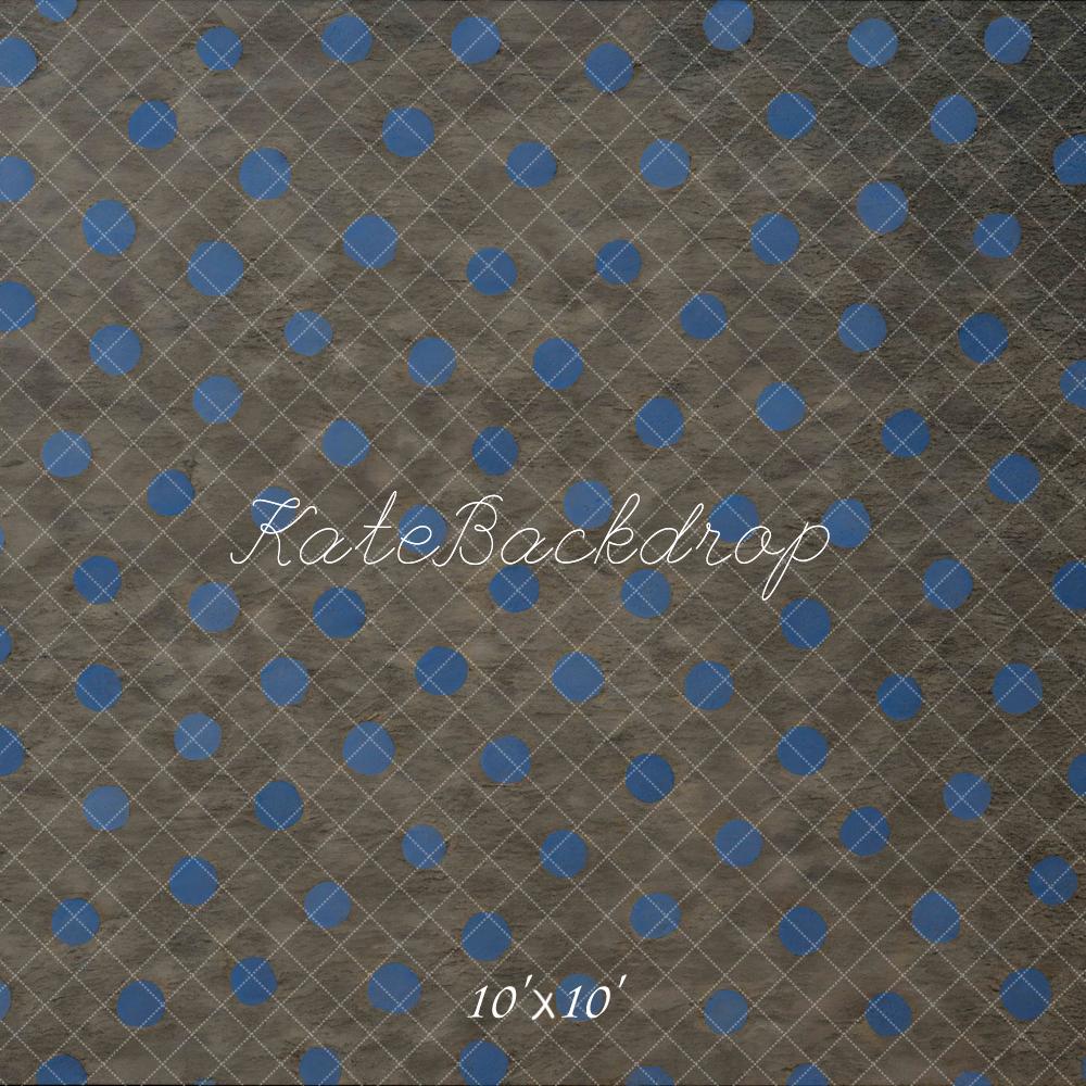 Kate Blue Polka Dot Grid Pattern Floor Backdrop Designed by Mini MakeBelieve