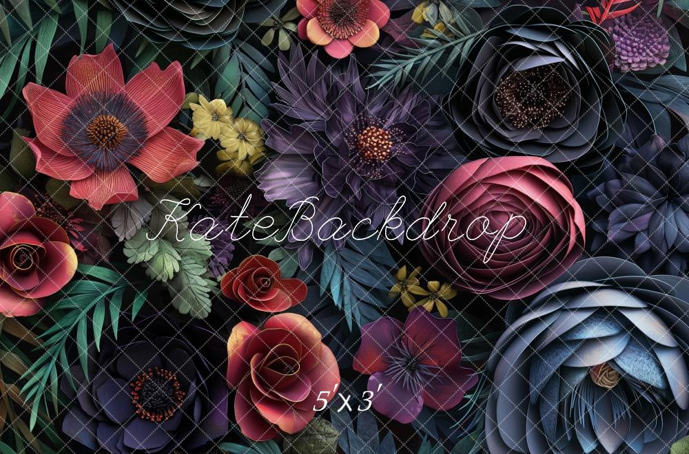 Kate Floral Dark Botanical Backdrop Designed by Kerry Anderson