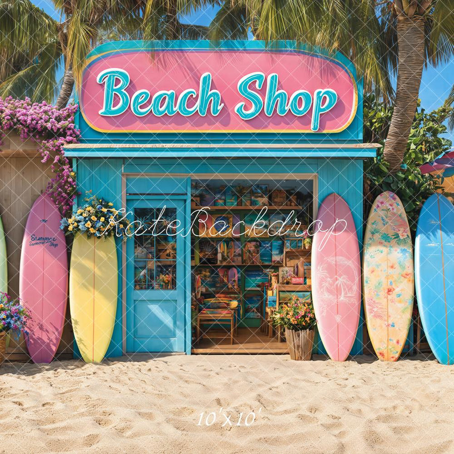 Tropical Retro Beach Shop Backdrop