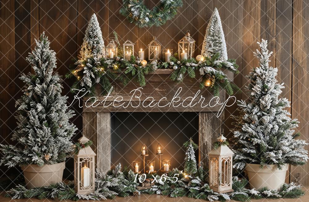 Albero di Natale Rustico Camino Lanterna Sfondo Designed by Emetselch