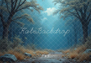 Kate Misty Forest Path Blue Printed Backdrop Designed by Laura Bybee