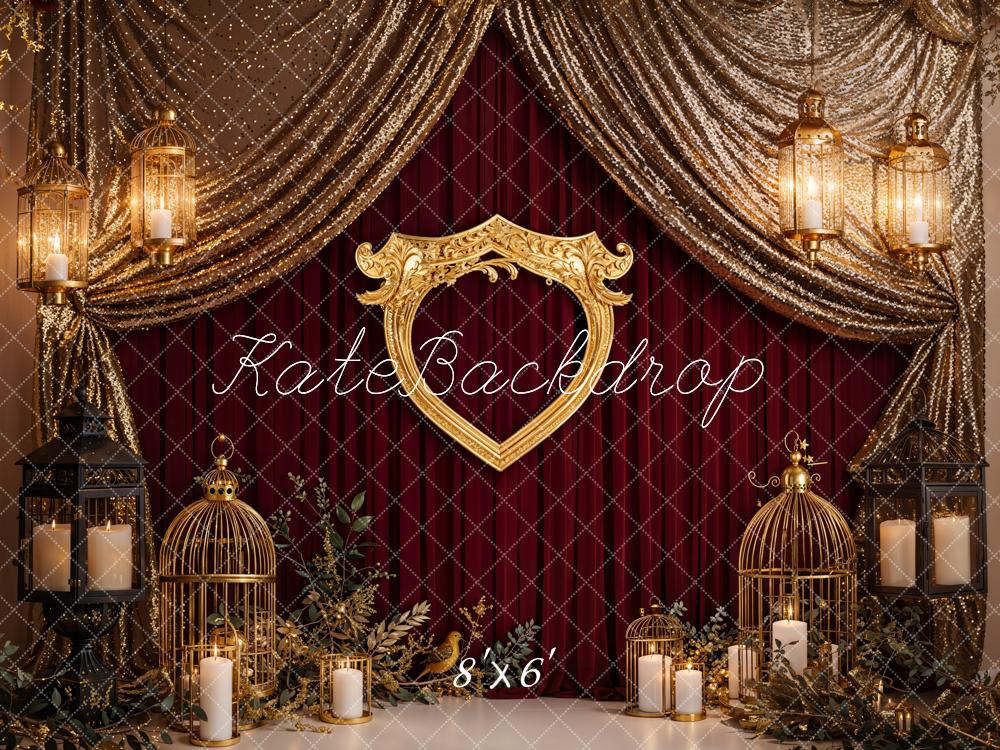 Kate Retro Luxury Gold Frame Birdcage Curtain Backdrop Designed by Emetselch