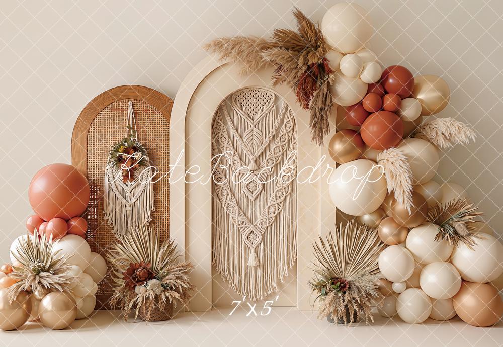 TEST Kate Boho Arch Macrame Balloon Dried Pampas Printed Backdrop Designed by Emetselch