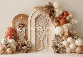 Kate Boho Arch Macrame Balloon Dried Pampas Printed Backdrop Designed by Emetselch