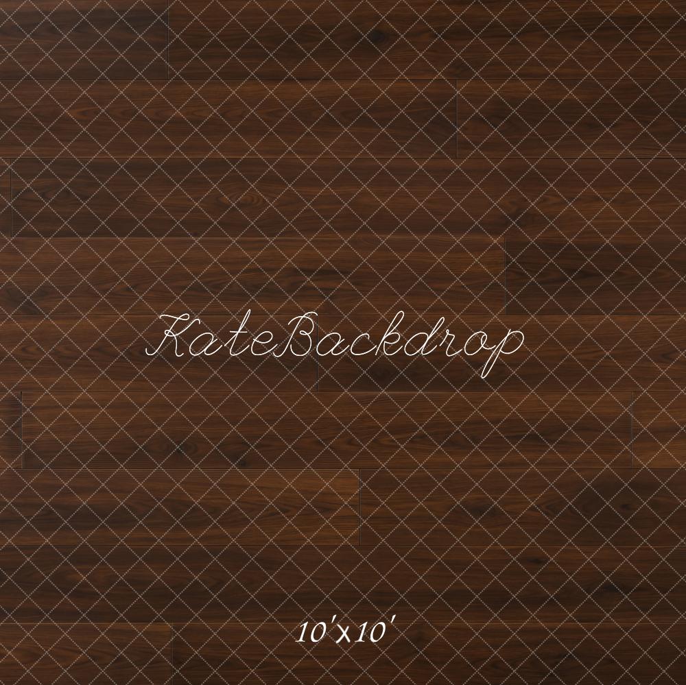 Kate Dark Brown Wood Floor Printed Backdrop Designed by Emetselch