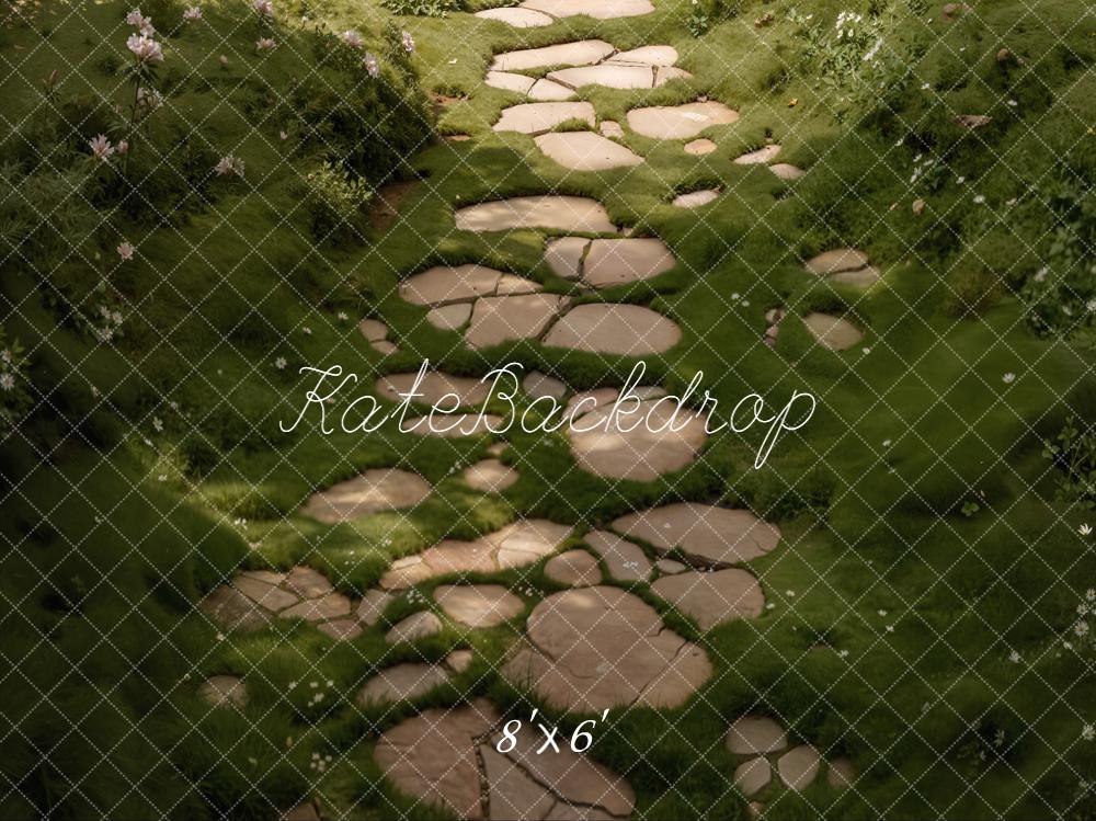 Kate Stone Pathway Mossy Green Garden Floor Backdrop Designed by Kate Image