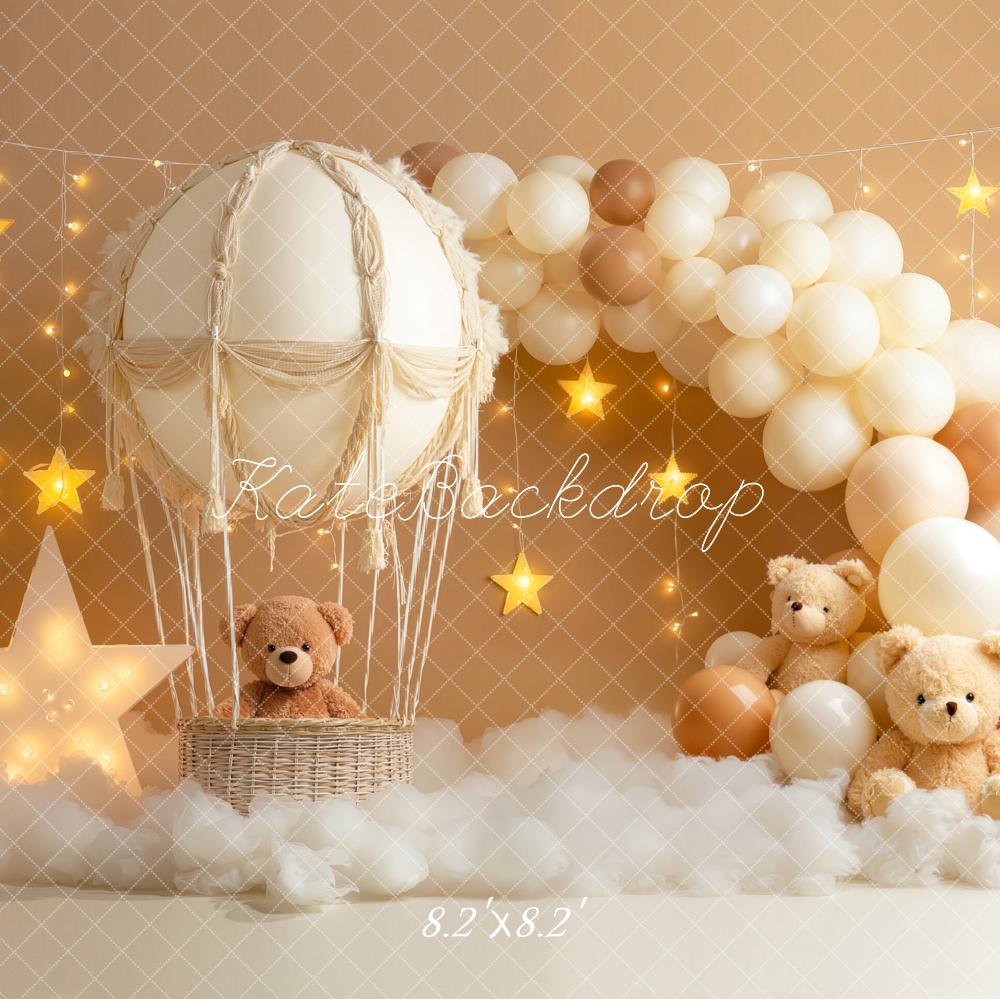 Kate Cake Smash Hot Air Balloon Teddy Bears Star Balloons Backdrop Designed by Emetselch