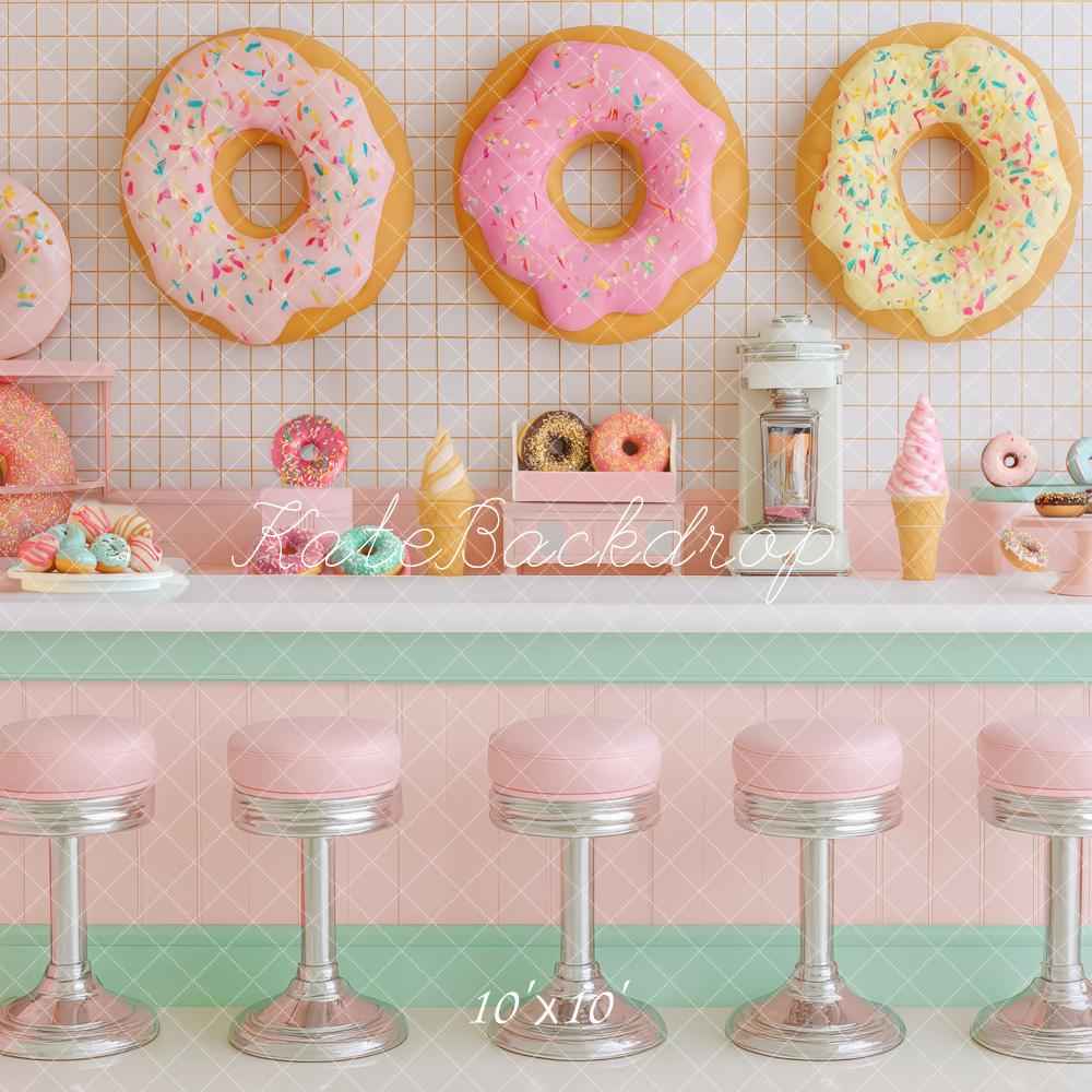 Kate Dreamy Donut Shop Diner Counter Pink Backdrop Designed by Patty Roberts