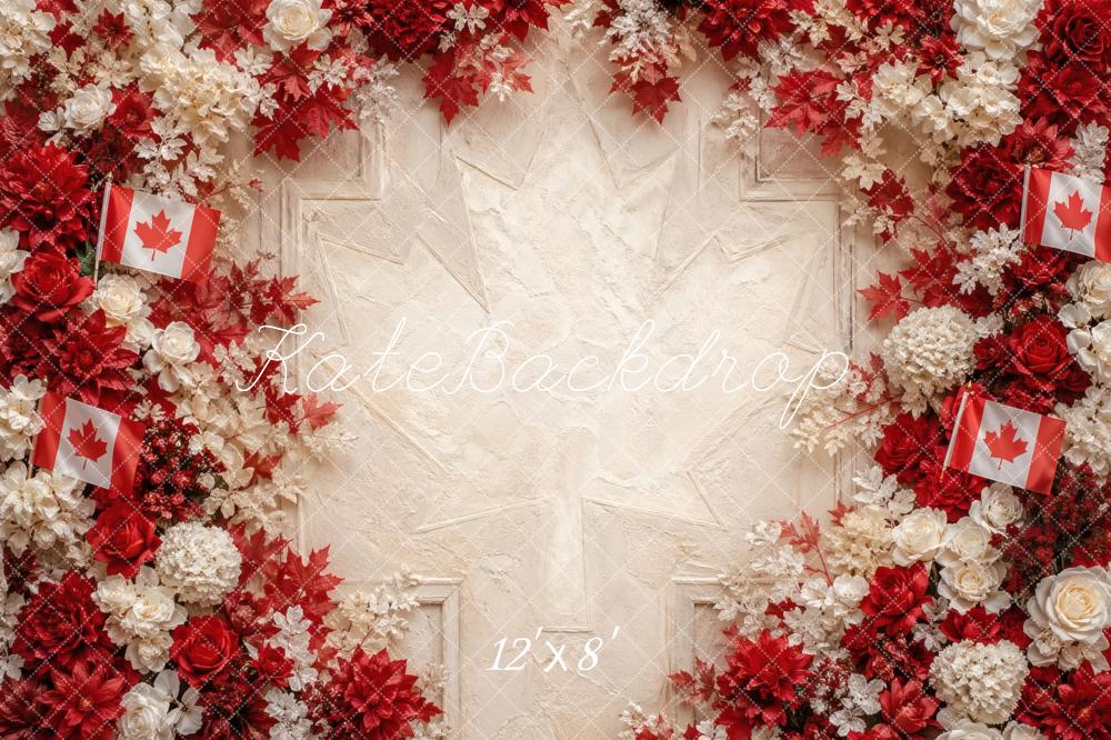 Kate Canada Day Paper Fans Flags Red White Party Printed Backdrop Designed by Vertigo Productions