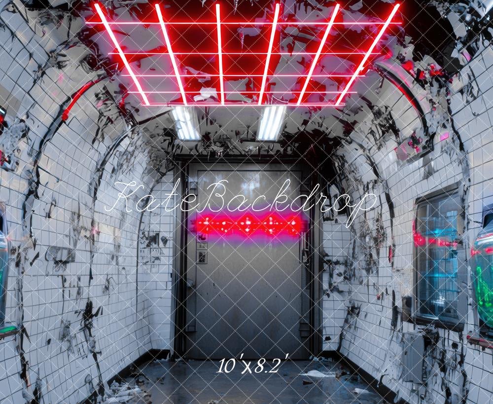 Sfondo Futuristico Neon della Metropolitana di Halloween Disegnato da Mini MakeBelieve