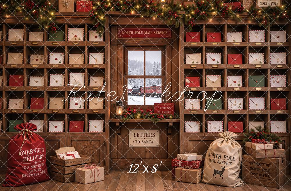 Kate Christmas North Pole Mail Room Letters Garland Printed Backdrop Designed by Emetselch