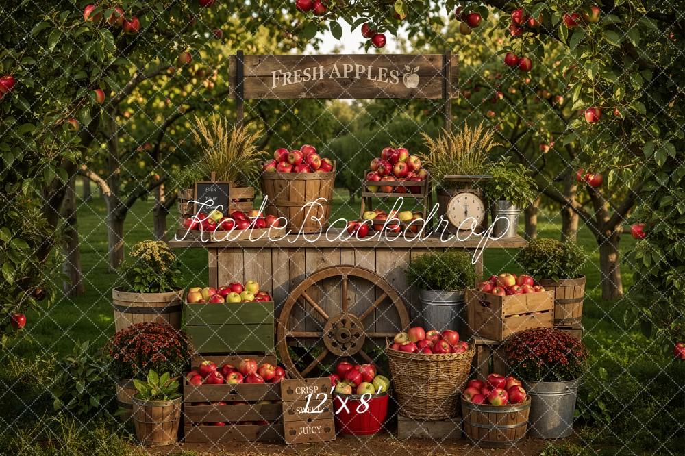 Kate Fall Apple Orchard Wheel Market Stand Printed Backdrop Designed by Emetselch