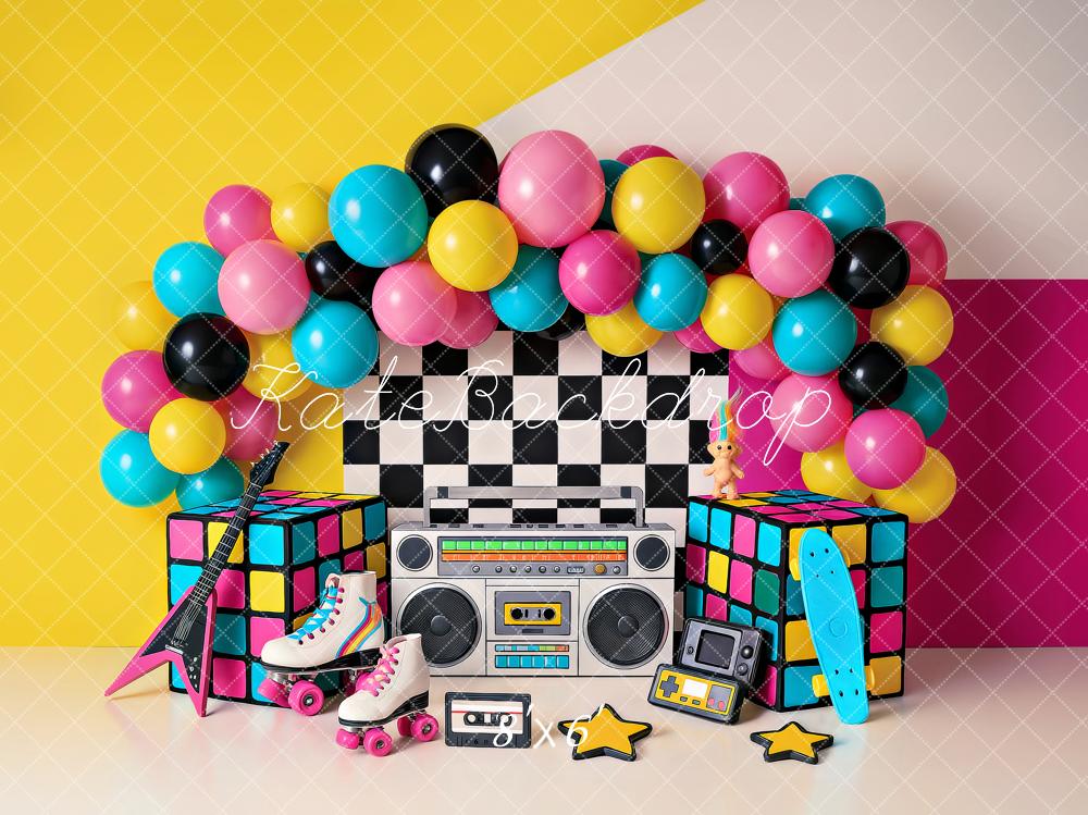 Festa di Compleanno Anni '90 Palloncini Boombox Sfondo Designed by Ashley Paul