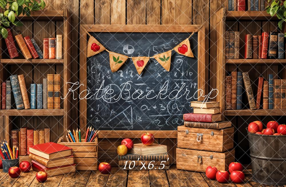 Kate Graduation/Back to School Blackboard Bookshelf Wood Backdrop Designed by Emetselch