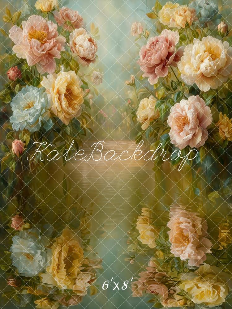 Kate Pastel Flower Arch Water Reflection Backdrop Designed by GQ