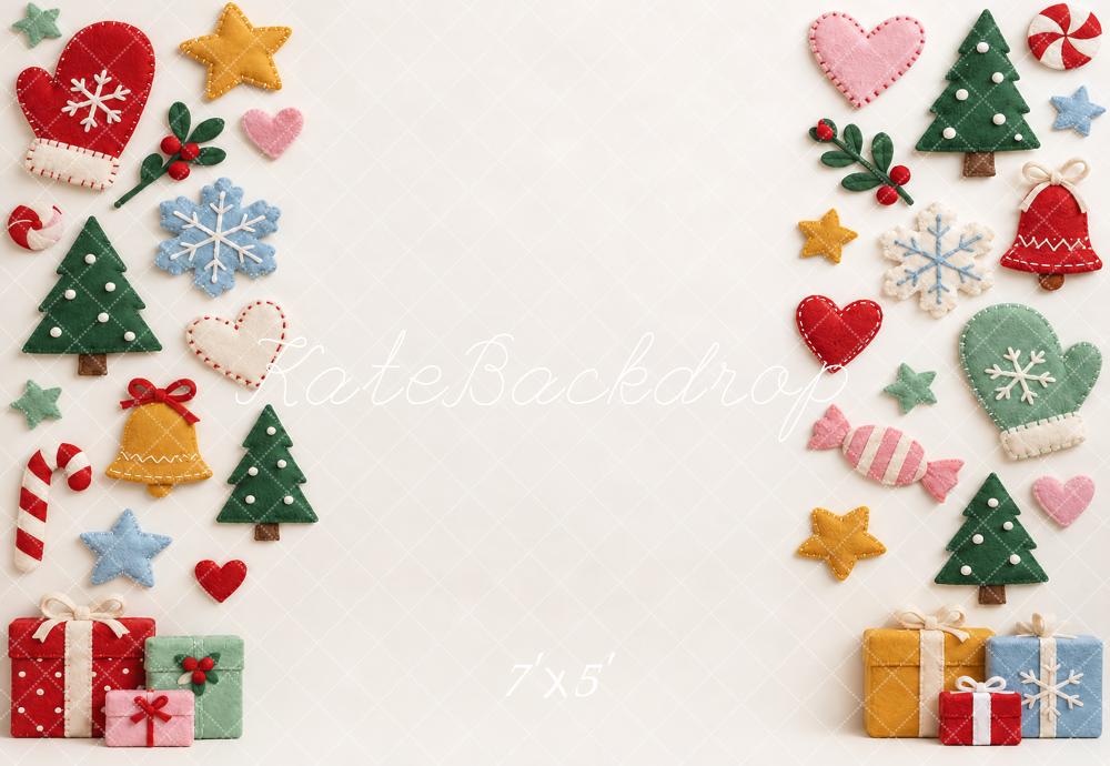 Kate Christmas Felt Christmas Trees Gift Snowflakes Heart Printed Backdrop Designed by Vertigo Productions