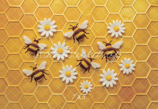 Kate Cake Smash Honeycomb Bee Daisy Printed Backdrop Designed by Ashley Paul