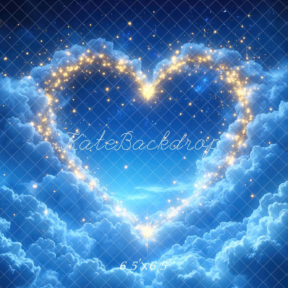 Kate Heart Shaped Light Clouds Blue Sky Backdrop Designed by Mini MakeBelieve