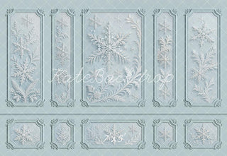 Kate Vintage Ornate Snowflake Blue Wall Printed Backdrop Designed by Emetselch