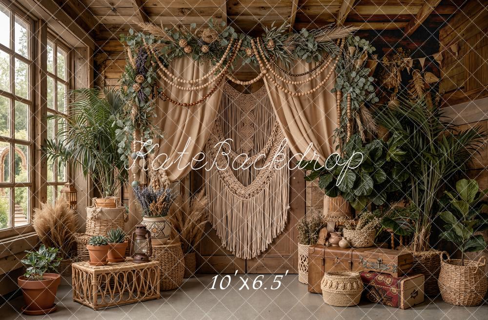 Kate Boho Macrame Flower Arch Greenery Rustic Decor Printed Backdrop Designed by Emetselch