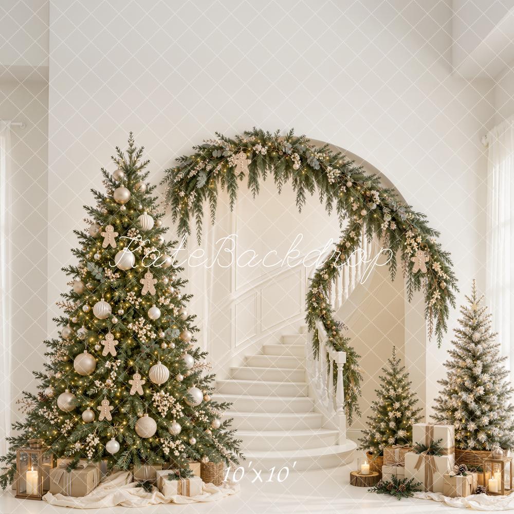 Kate Christmas Tree Staircase Garland Arch Living Room Printed Backdrop Designed by Emetselch