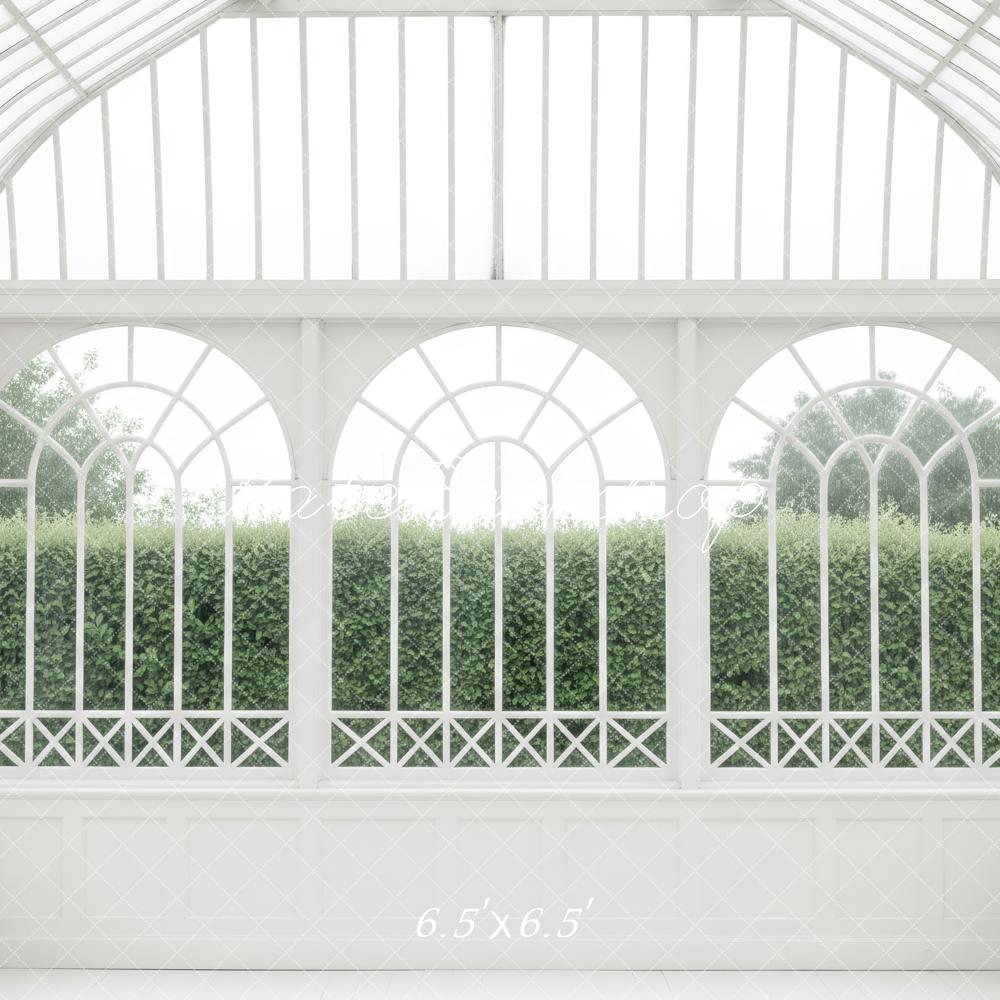 Kate White Conservatory Glass Arched Windows Printed Backdrop Designed by Patty Roberts
