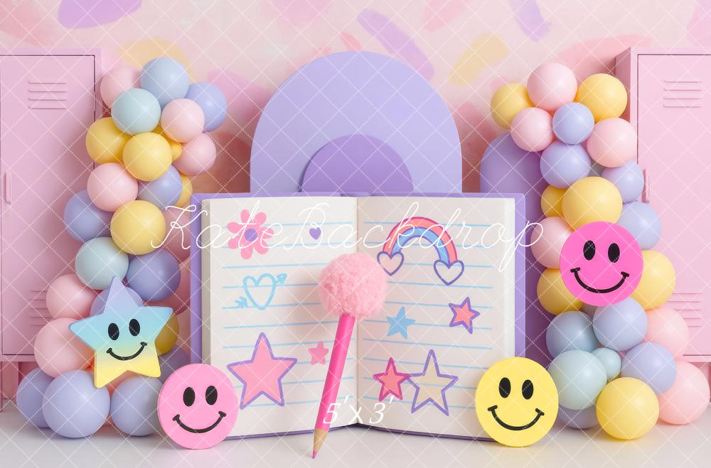 Kate Cake Smash Pastel Smiley Stars Diary Backdrop Designed by Mini MakeBelieve
