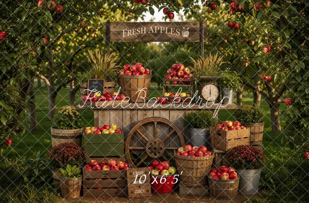 Kate Fall Apple Orchard Wheel Market Stand Printed Backdrop Designed by Emetselch