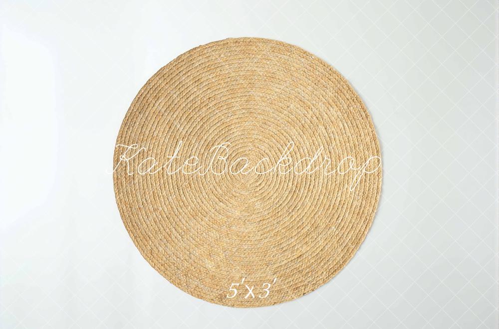 Kate Round Jute Rug White Diamond Pattern Floor Backdrop Designed by Mini MakeBelieve