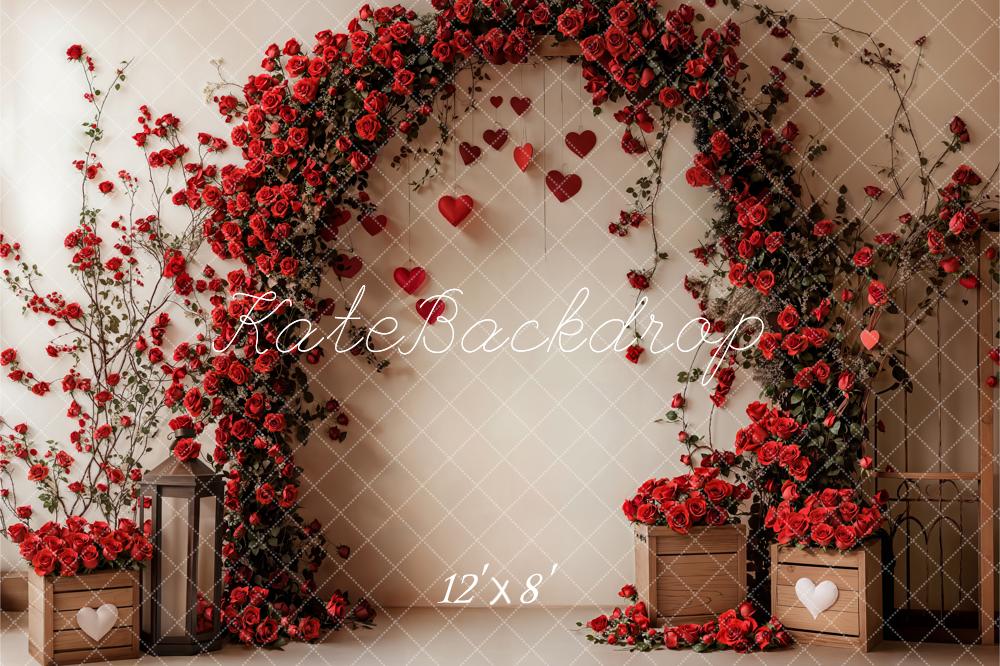Valentine Flower Arch Red Rose Foto Achtergrond Designed by Emetselch